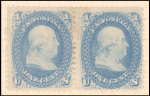 1c blue Franklin pair