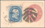 1c blue Franklin single on piece