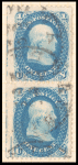 1c blue Franklin pair