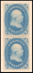 1c blue Franklin pair