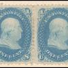 1c blue Franklin pair