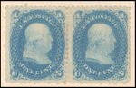 1c blue Franklin pair