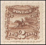 2c brown Post Rider & Horse reprint single