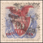 30c carmine & ultramarine Shield, Eagle & Flags reprint single