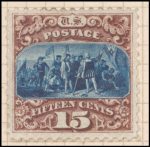 15c brown & blue Landing of Columbus Type III re-issue single