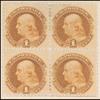 1c buff Franklin block of four