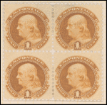 1c buff Franklin block of four