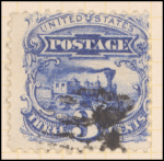 3c ultramarine Locomotive with G. Grill single