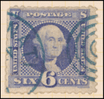 6c ultramarine Washington with G. Grill single