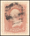 3c rose Washington single on horizontally laid paper