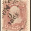3c rose Washington single on vertically laid paper
