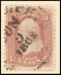 3c rose Washington single on vertically laid paper