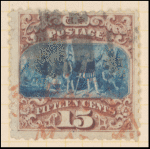 15c brown & blue Landing of Columbus Type I single