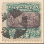24c green & violet Declaration of Independence with G. Grill single
