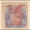 30c ultramarine & carmine Shield, Eagle & Flags with G. Split Grill single