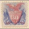 30c ultramarine & carmine Shield, Eagle & Flags with G. Grill single