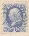 1c ultramarine Franklin with Grill single