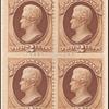 2c red brown Jackson block of four