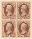 2c red brown Jackson block of four