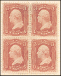 3c rose Washington block of four