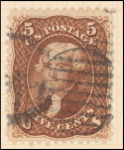5c red brown Jefferson single