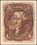 5c red brown Jefferson single