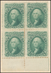 10c yellow green Washington block of four