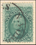 10c yellow green Washington single