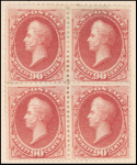 90c rose carmine Perry block of four