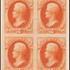 2c vermillion Jackson block of four