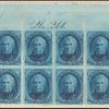 5c blue Taylor plate number block of eight