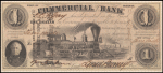 $1 brown Commercial Exchange Bank banknote