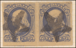 1c ultramarine Franklin pair