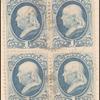 1c ultramarine Franklin block of 4