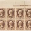 2c brown Jackson plate number and imprint block of twelve