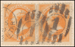 15c yellow orange Webster pair