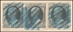 30c gray black Hamilton strip of three