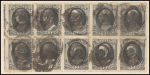 30c gray black Hamilton block of ten