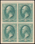 3c blue green Washington block of four