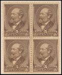 5c yellow brown Garfield block of four