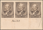 5c yellow brown Garfield block of three