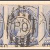 1c ultramarine Franklin strip of three