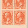 3c vermilion Washington block of four