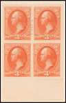 3c vermilion Washington block of four