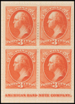 3c vermilion Washington block of four