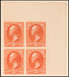 3c vermilion Washington block of four