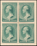 2c green Washington block of four