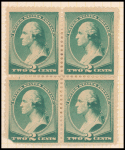2c green Washington block of four