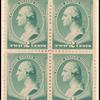 2c green Washington block of four
