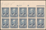 5c indigo Garfield imprint block